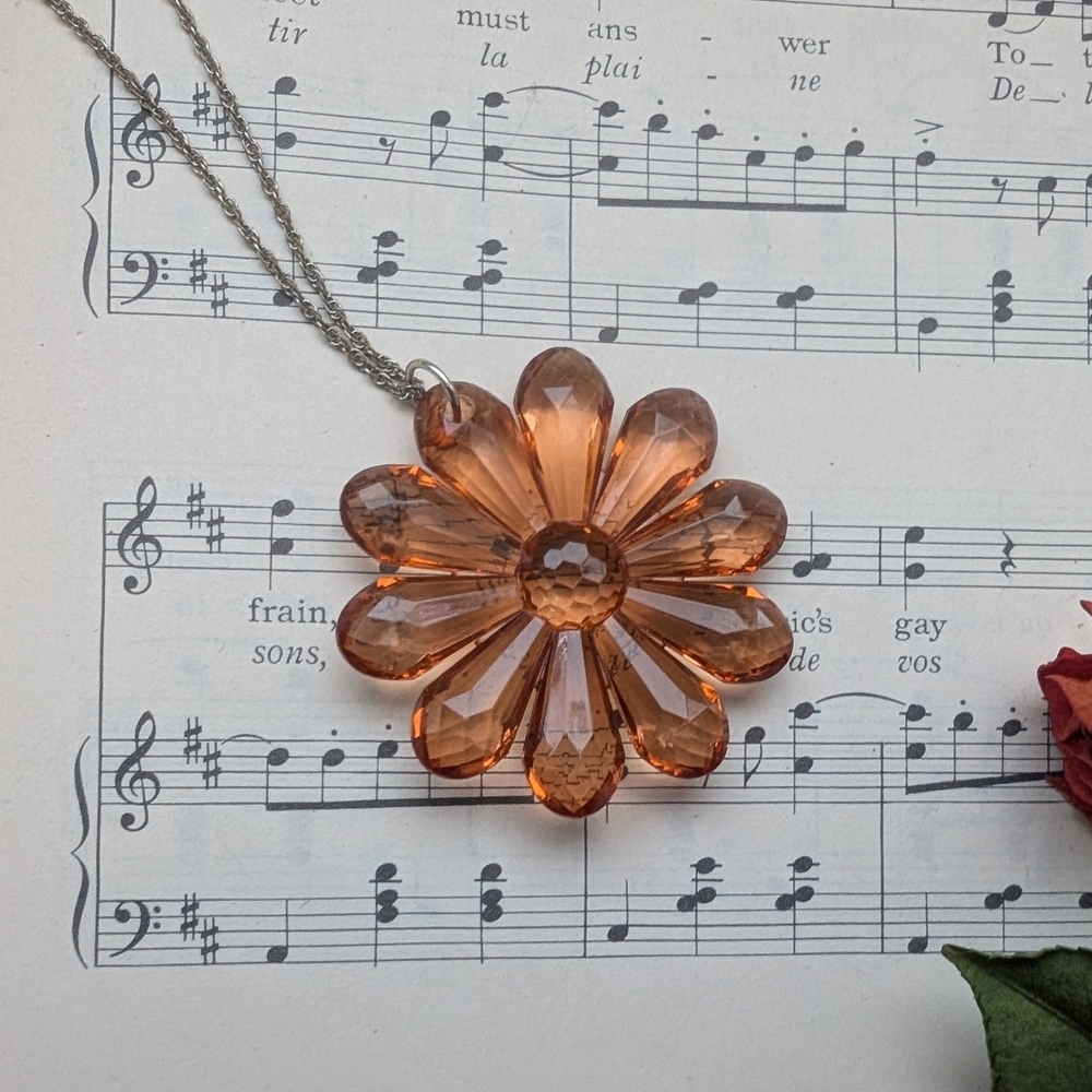 Orange Flower Pendant Necklace